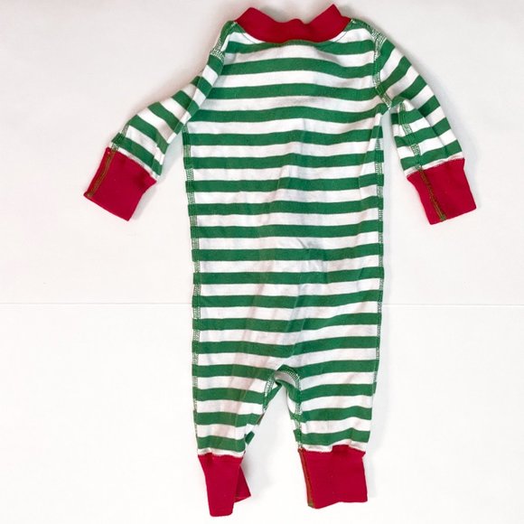 Hanna Andersson Green Striped Sleeper Pajamas, Size 0-6 Months - Picture 3 of 5